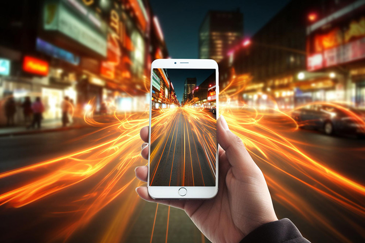 Happy people on the table with phone